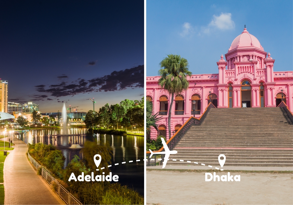 Adelaide to Dhaka Flights by Airways Travel